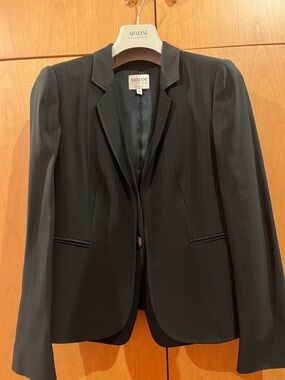 Armani Collezioni Black Pinstripe Jacket with Notch Lapel